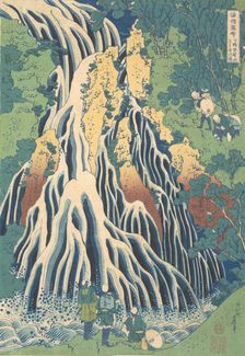 Kirifuri Waterfall at Kurokami Mountain in Shimotsuke (Shimotsuke Kurokamiyama Kirifur..., ca. 1832. Creator: Hokusai