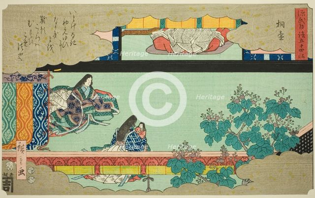 Kiritsubo, from the series "Fifty-four Chapters of the Tale of Genji (Genji monogatari..., 1852. Creator: Ando Hiroshige.
