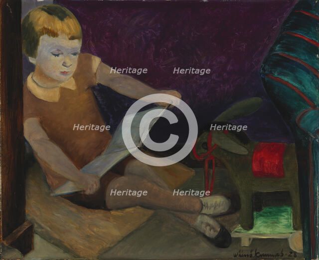 Kirsi Reading Fairy Tales, 1928. Creator: Vaino Kunnas.