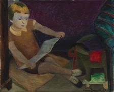 Kirsi Reading Fairy Tales, 1928. Creator: Vaino Kunnas