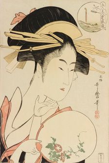 Kisegawa of the Matsubaya, from the series Comparing the Charms of Five Beauties, c. 1795. Creator: Utamaro, Kitagawa (1753-1806)