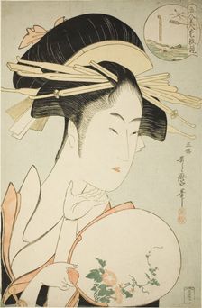 Kisegawa of the Matsubaya, from the series "Comparing the Charms of Five Beauties..., c. 1795/96. Creator: Kitagawa Utamaro