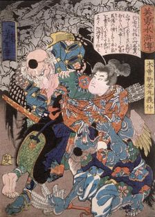 Kiso Komawakamaru Yoshinaka Conquering the Tengu, 1866. Creator: Tsukioka Yoshitoshi