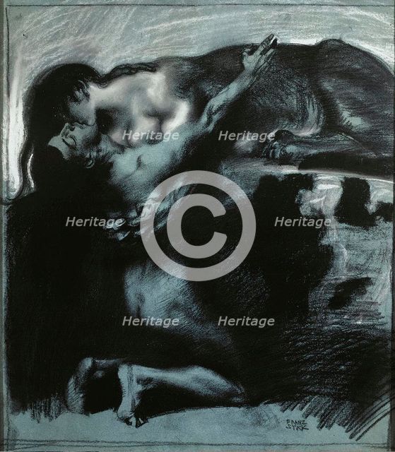 Kiss of a Sphinx, between 1890 and 1914.  Creator: Stuck, Franz, Ritter von (1863-1928).