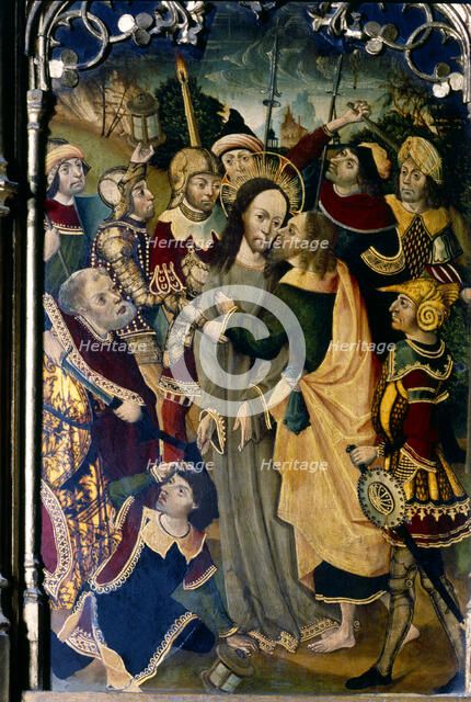 Kiss of Judas', table of the Caparroso altarpiece, altar donated to the Cathedral by Pedro Marcil…