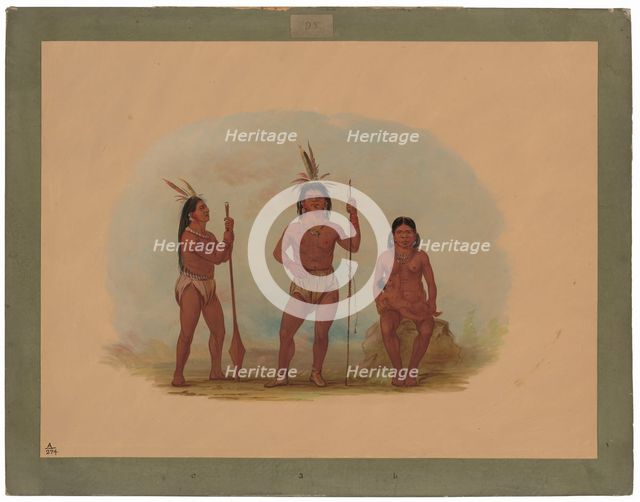 Klahoquaht Chief, His Wife, and Son, 1855/1869. Creator: George Catlin.
