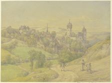Kleeberg in the Wetterau region, a small mountain town with old towers, a castle, and a church, 1870 Creator: Peter Becker