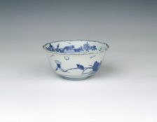 Kraak blue and white bowl with birds and flowers, Ming dynasty, China, 1560-1580