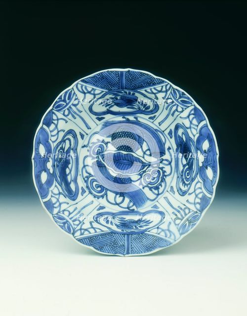 Kraak blue and white basin, Late Ming dynasty, China, c1600-1620. Creator: Unknown.