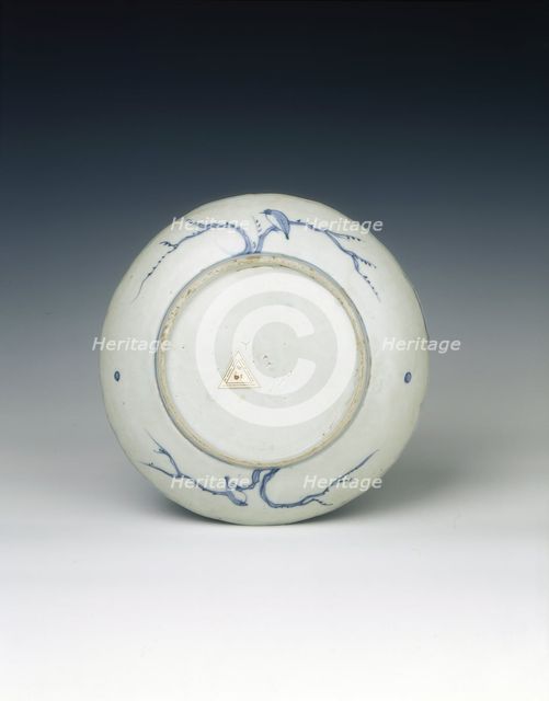 Kraak dish with birds on bare branches, Ming dynasty, China, c1580-1600. Creator: Unknown.