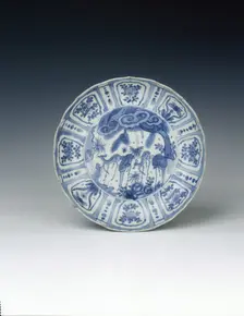 Kraak dish with deer and Y'-shaped rocks, Ming dynasty, China, c1580-1600. Creator: Unknown