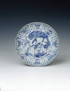 Kraak dish with deer and Y'-shaped rocks, Ming dynasty, China, c1580-1600
