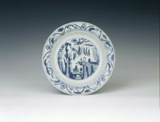 Kraak dish with figure on horseback, Ming dynasty, China, 1560-1580. Creator: Unknown