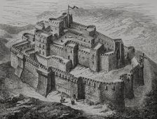 Krak des Chevaliers, Syria, 1877. Creators: Jules Jean Marie Joseph Huyot, Antoine Valerie Bertrand