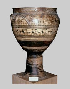 Krater by painter Hirschfeld with funerary scene of the geometric period