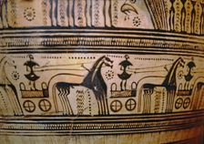 Krater by painter Hirschfeld with funerary scene of the geometric period, detail