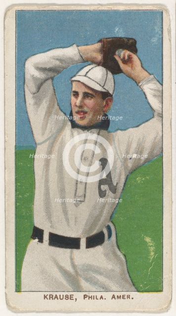 Krause, Philadelphia, American League, from the White Border series (T206) for the Amer..., 1909-11. Creator: American Tobacco Company.