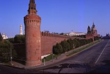 Kremlin Wall and tower from south of Red Square, Moscow, 20th century. Artist: CM Dixon