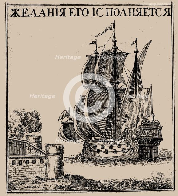 Krepost, Russian ship of the line, um 1700. Creator: Schoonebeek (Schoonebeck), Adriaan (1661-1705).