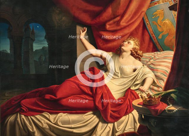 Kriemhild dreames that two boars had chased Siegfried over the heath. Creator: Rolle, Karl Gottlieb (1814-1862).