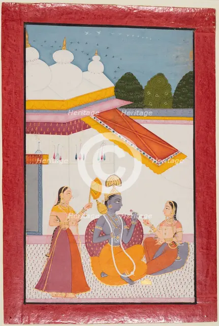 Krishna under a canopy, c. 1680. Creator: Unknown.