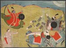 Krishna Vanquishing Vanasura: Scene from the Aniruddha Usha Section of Krishna Lila, c. 1840. Creator: Unknown