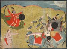 Krishna Vanquishing Vanasura: Scene from the Aniruddha Usha Section of Krishna Lila, c. 1840. Creator: Unknown