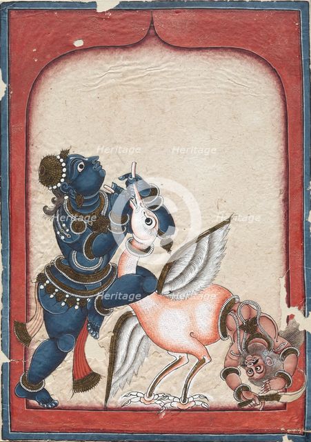 Krishna Vanquishing Vakasura, late 1700s. Creator: Unknown.