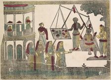 Krishna Weighted against Precious Objects (?), 1800s. Creator: Shri Gobinda Chandra Roy