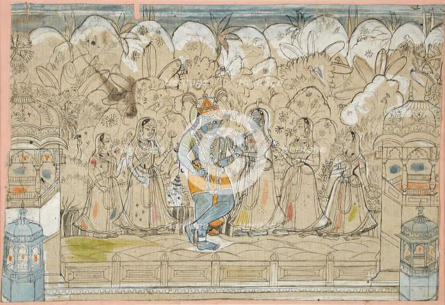Krishna with Radha and the Gopis of Braj, between c1825 and c1850. Creator: Unknown.