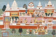 Krishna Abducts Mitravinda, Folio from a Bhagavata Purana..., between 1775 and 1800. Creator: Unknown