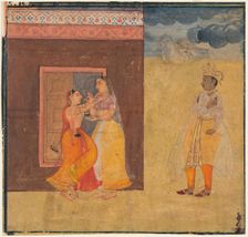 Krishna Abhisarika Nayika, from a Rasikapriya manuscript, c. 1615-25. Creator: Unknown
