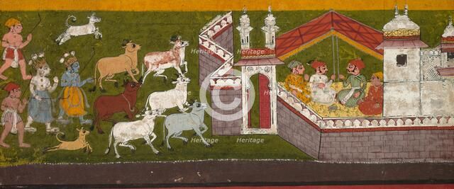 Krishna and Balarama Approaching Mathura, c. 1740-1750. Creator: Unknown.