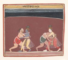 Krishna and Balarama Fight the Evil King Kamsa’s Wrestlers..., ca. 1650. Creator: Unknown