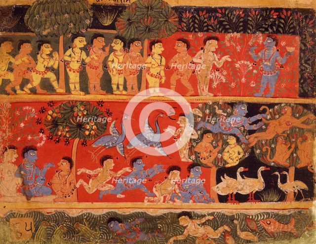 Krishna and Balarama Play with Gopas, Folio from a Bhagavata Purana..., between 1525 and 1550. Creator: Unknown.