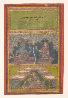 Krishna and Radha Conversing: Page from a Dispersed Gita Govinda..., 18th century. Creator: Unknown
