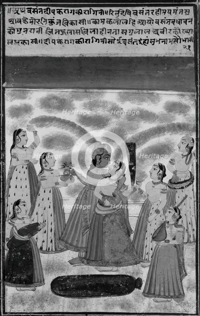 Krishna and Radha Celebrating Holi, late 19th century. Creator: Unknown.