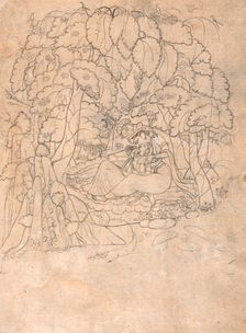 Krishna and Radha in a Grove (Recto), c1800. Creator: Unknown