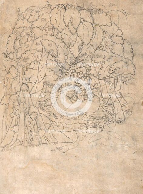 Krishna and Radha in a Grove (Recto), c1800. Creator: Unknown.