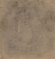 Krishna and Radha Standing on a Lotus, late 19th-early 20th century. Creator: Unknown