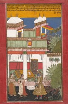 Krishna and Radha, Page from a Dispersed Rasikapriya..., ca. 1660-70. Creator: Unknown