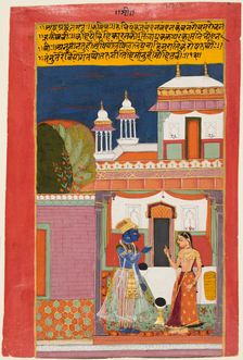 Krishna and Radha Quarreling, from a Rasikapriya, c. 1680. Creator: Unknown