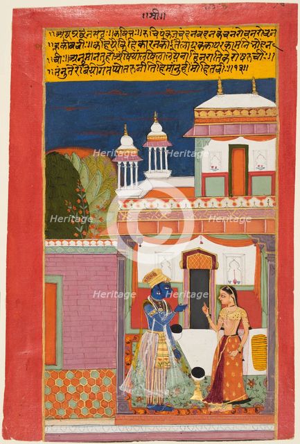 Krishna and Radha Quarreling, from a Rasikapriya, c. 1680. Creator: Unknown.