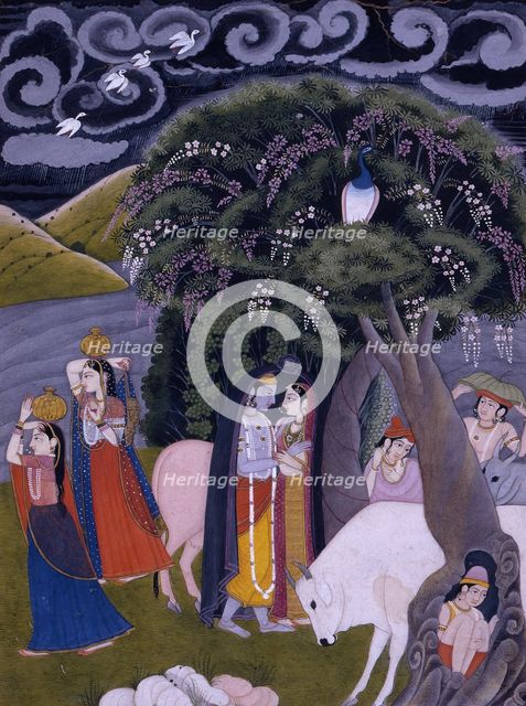 Krishna and Radha Taking Shelter from the Rain, 1775-1800. Creator: Unknown.