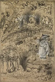 Krishna and Radha Under Mt. Govardhan, c. 1720. Creator: Unknown