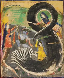Krishna and the naga Kaliya, 19th century