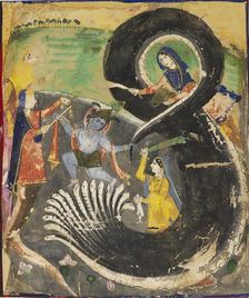 Krishna and the naga Kaliya, 19th century