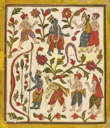 Krishna and the Bow, folio 24 from the "Tula Ram" Bhagavata Purana, ca. 1720. Creator: Unknown