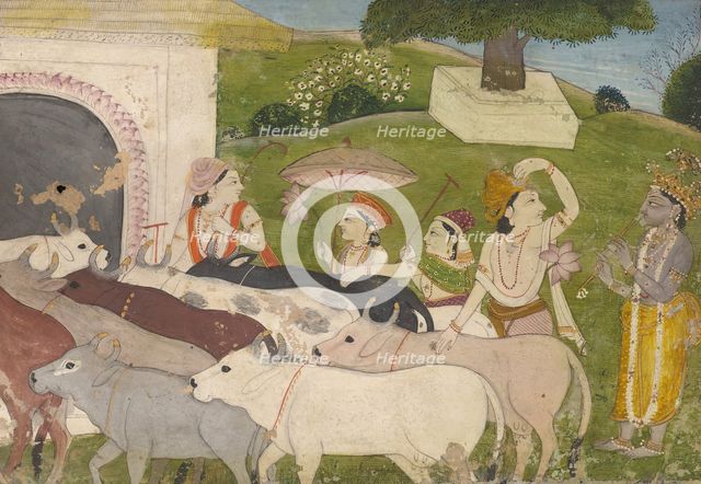 Krishna and the Cowherds, mid 19th century. Creator: Unknown.