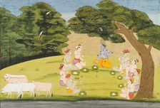 Krishna and the Cowherds on a Picnic, Folio from a Bhagavata Purana, between 1760 and 1765. Creator: Unknown